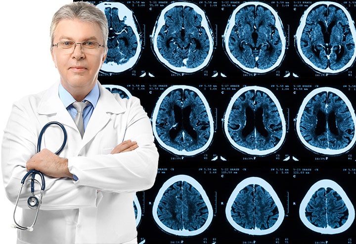 Doctor with MRI Image in Background